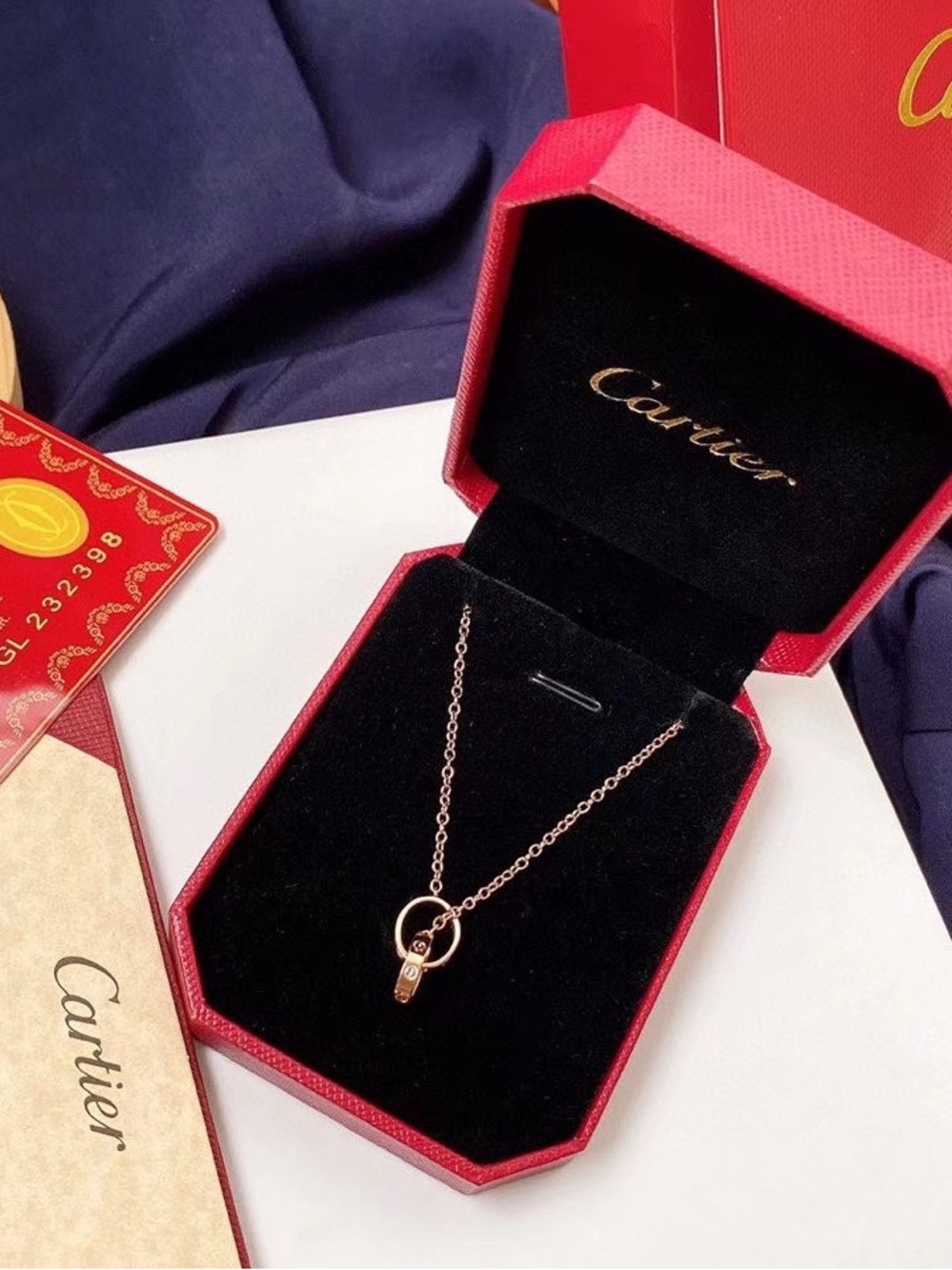 Cartier Rose Gold Pendant Necklace with Circular Love Motif